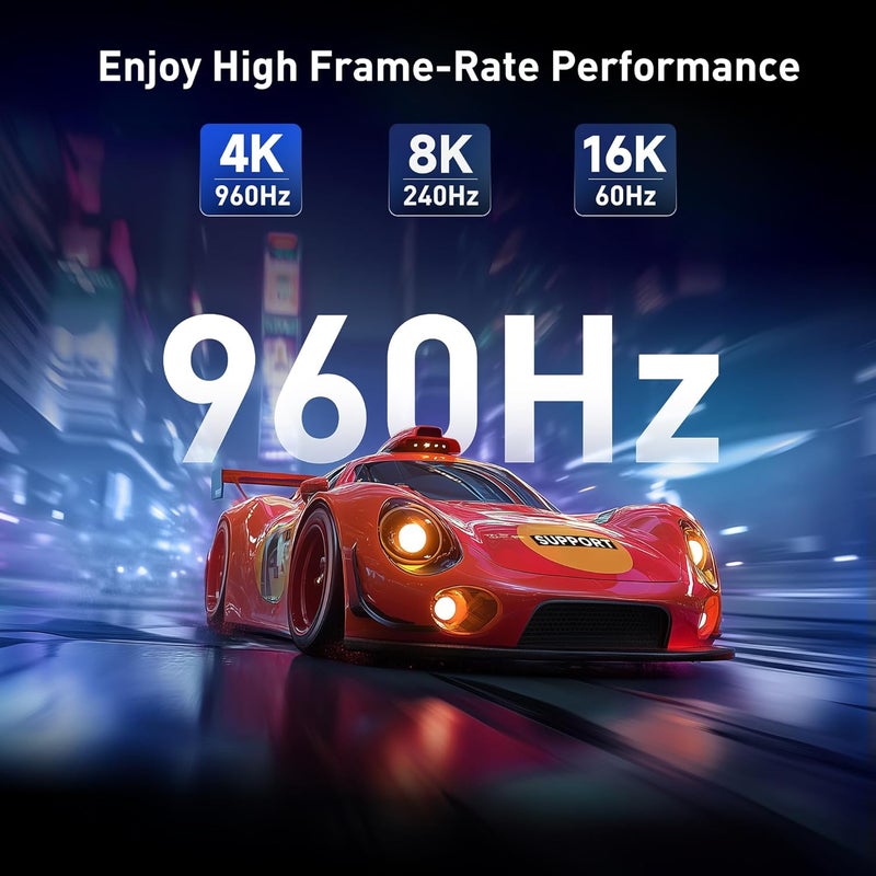 CableMatters محول USB C إلى DisplayPort 2.1 بسرعة 80Gbps أحادي الاتجاه، [16K@60Hz، 8K@240Hz، 4K@960Hz و HDR]، متوافق مع Thunderbolt 5/4 و USB4 مع نظارات VR، MacBook، iPad Pro، XPS، Surface Pro - Image 3